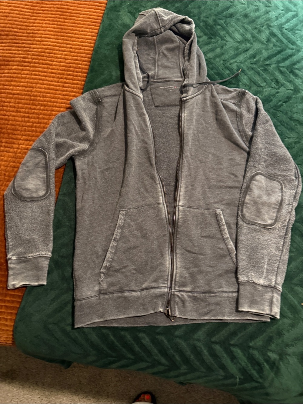 John Varvatos Men's Charcoal Gray Zip-Up Hoodie Sweater